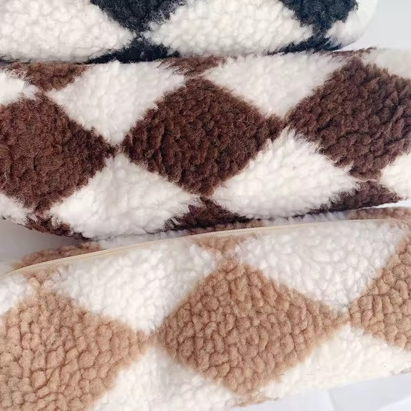 Chessboard Plaid Plush Pen Purse