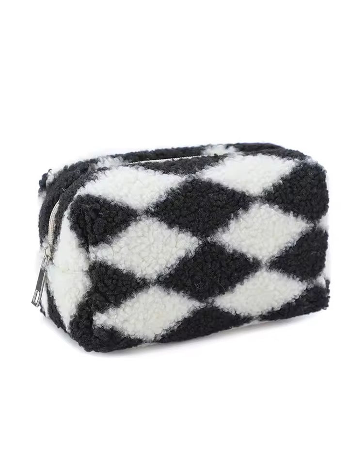 Chessboard Plaid Plush Pen Purse