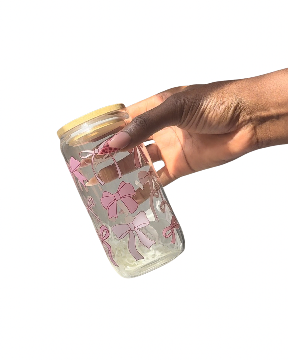 Aesthetic glass cup With Sticker