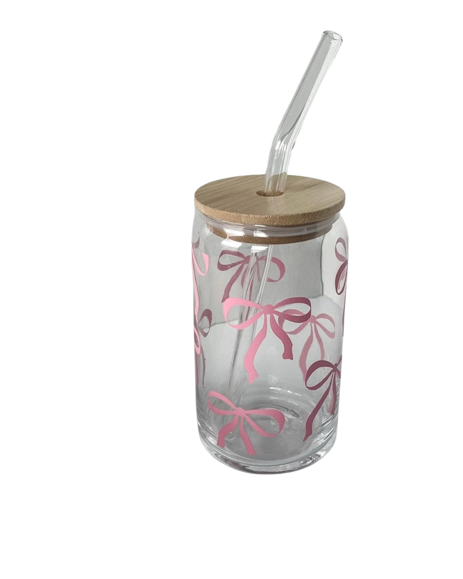 Aesthetic glass cup With Sticker