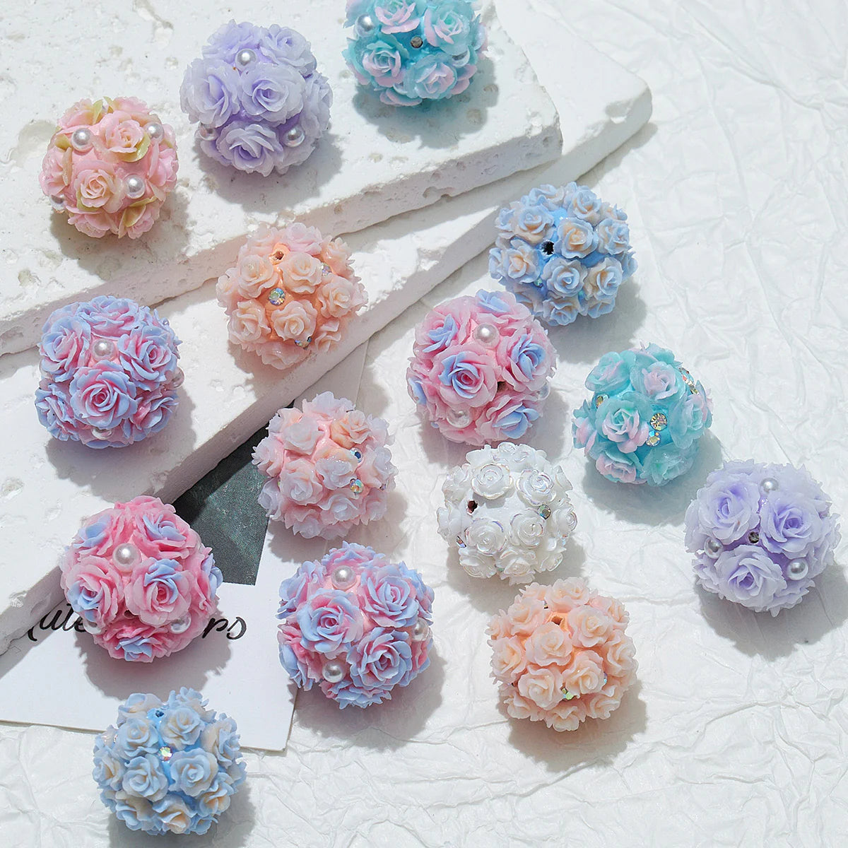 Roses Flower Fancy Pearls-Simulated Rose ceramic bead