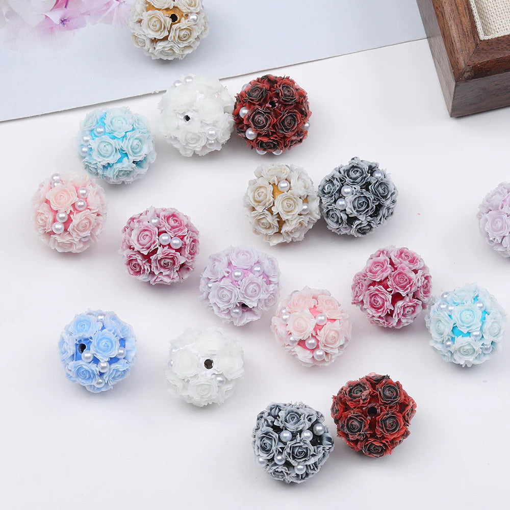Roses Flower Fancy Pearls-Simulated Rose ceramic bead