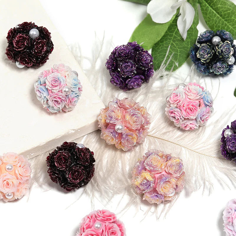 Roses Flower Fancy Pearls-Simulated Rose ceramic bead