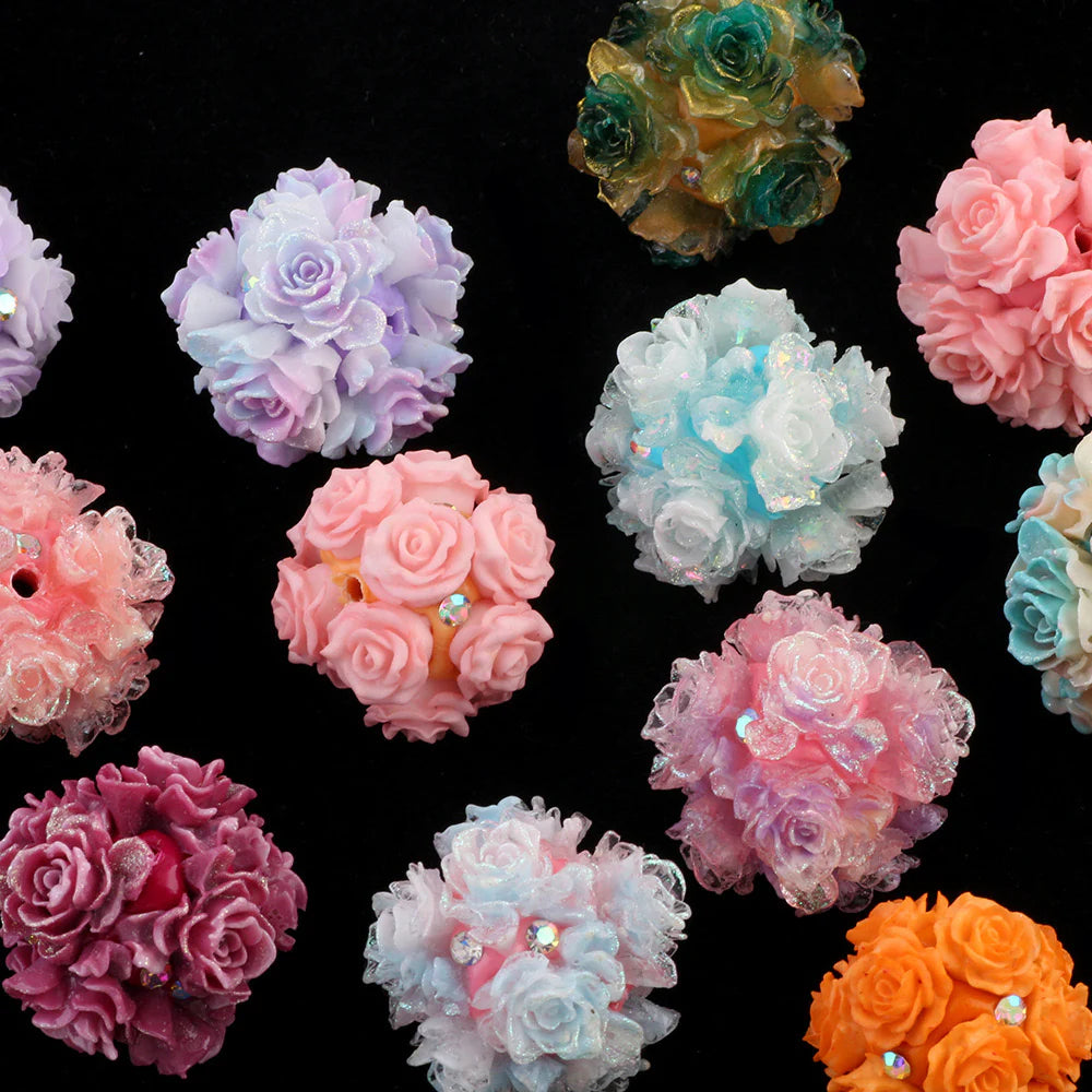 Roses Flower Fancy Pearls-Simulated Rose ceramic bead