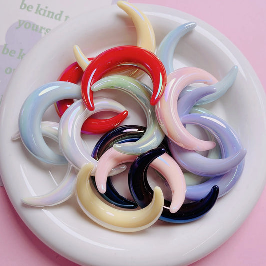 Moon Ship- UV Acrylic plated vertical hole bead