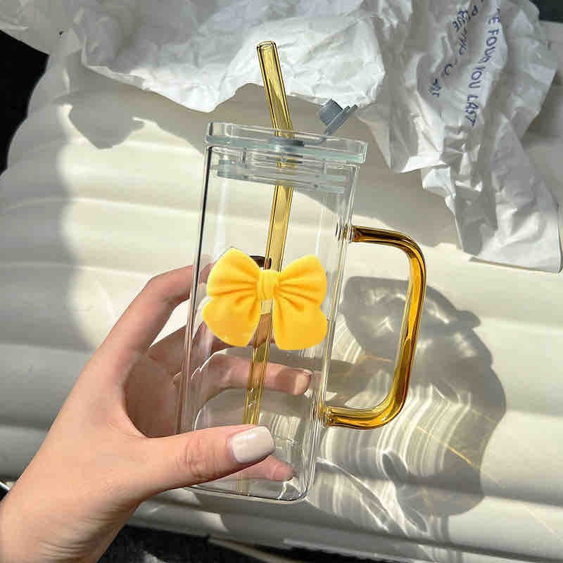 Juice cup with bow design-Yellow