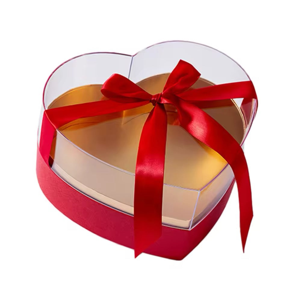 ACRYLIC LUXURY HEART BOX W/RIBBON
