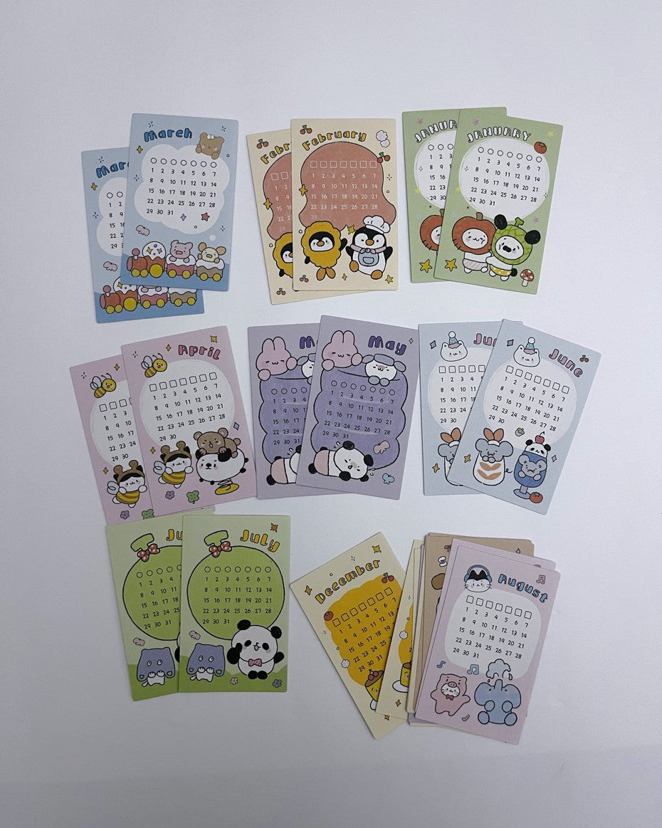 Undated Calendar Card Stickers (24 Months)