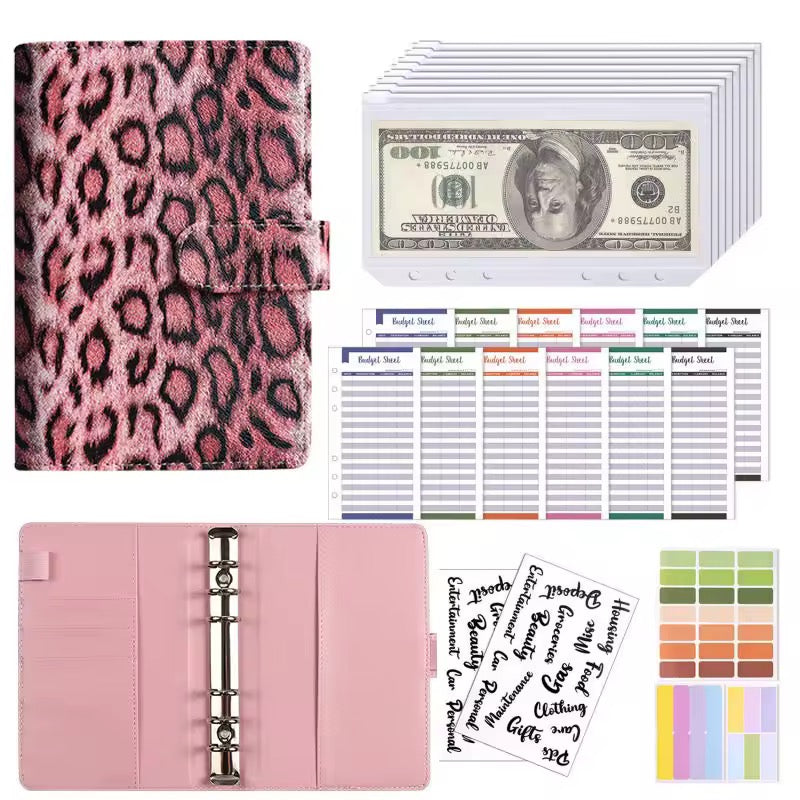 Leopard Print Cash Binder