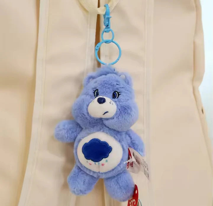 blue cloud carebear keychain plushie