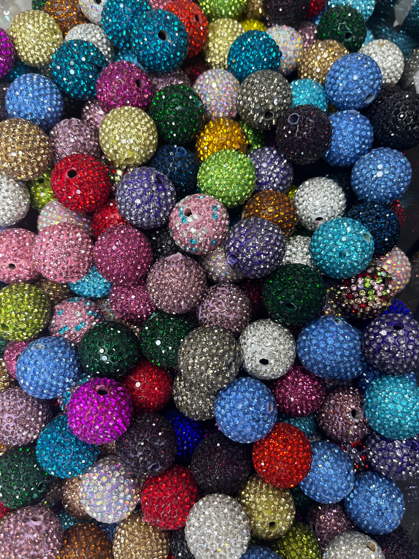 10pcs - 20mm Rhinestone Beads - Mix Color