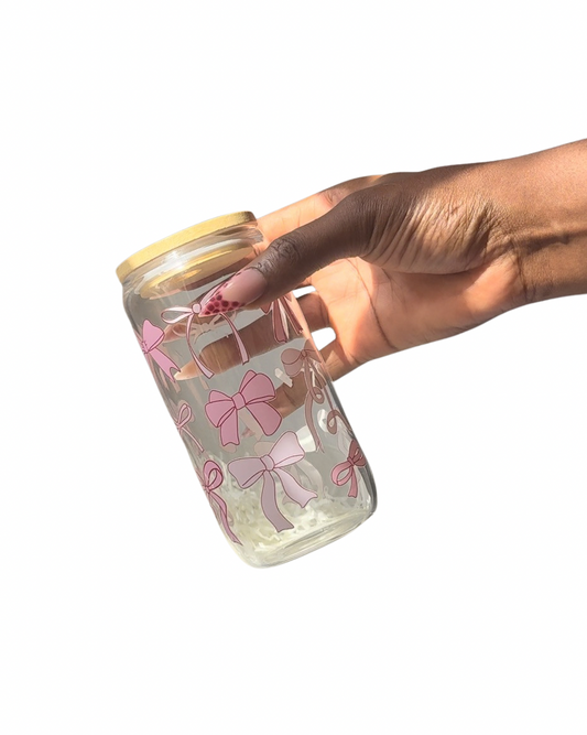 Aesthetic glass cup With Sticker