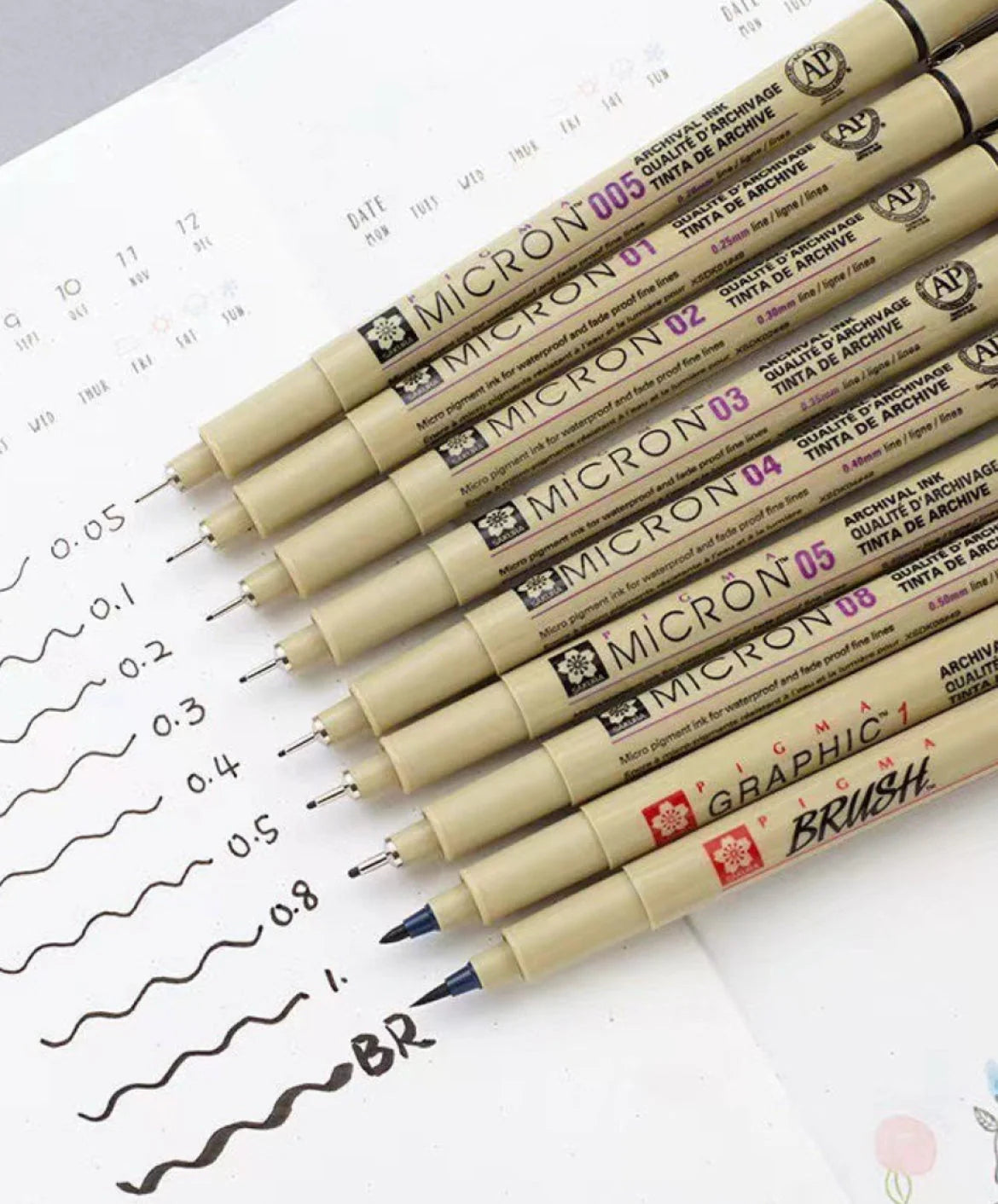Micron Fineliner Pens Set (11pcs)
