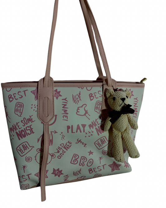 Tote Bags With Teddy Ornament