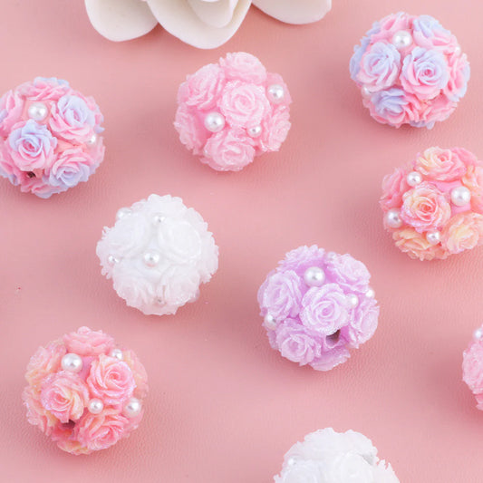 Roses Flower Fancy Pearls-Simulated Rose ceramic bead