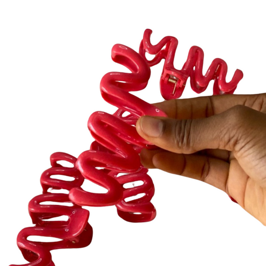 Wavy Claw Clip - Hot Pink