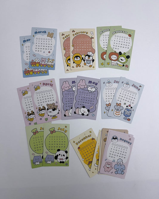 Undated Calendar Card Stickers (24 Months)