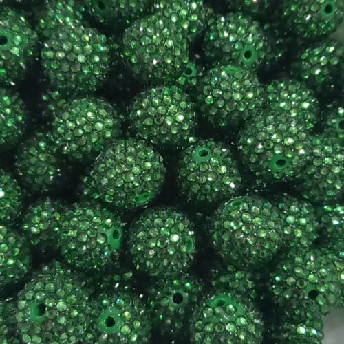 Green Emerald 20MM Rhinestone Bead (D-2)