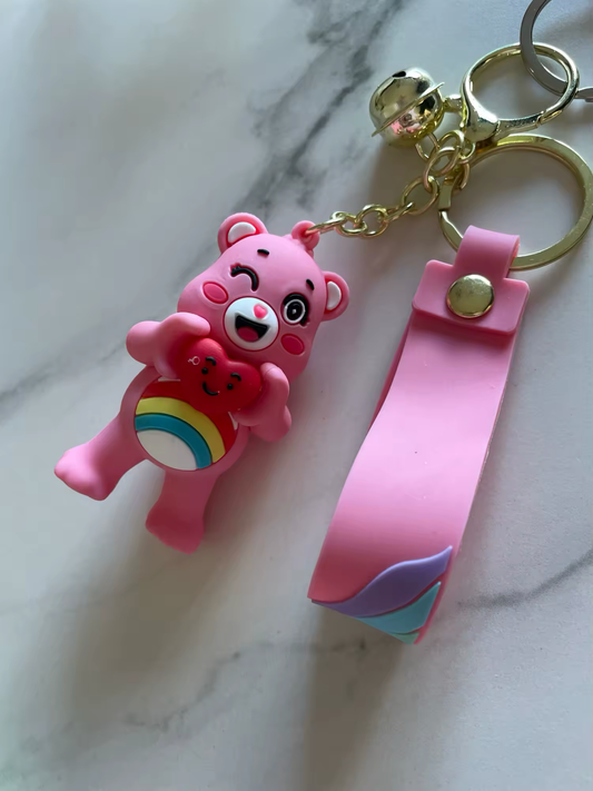 Pink cheeky carebear keychain