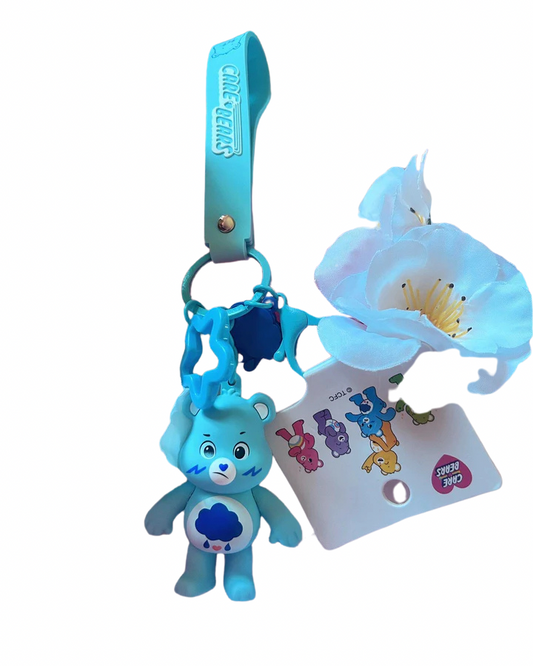 blue grumpy carebear keychain